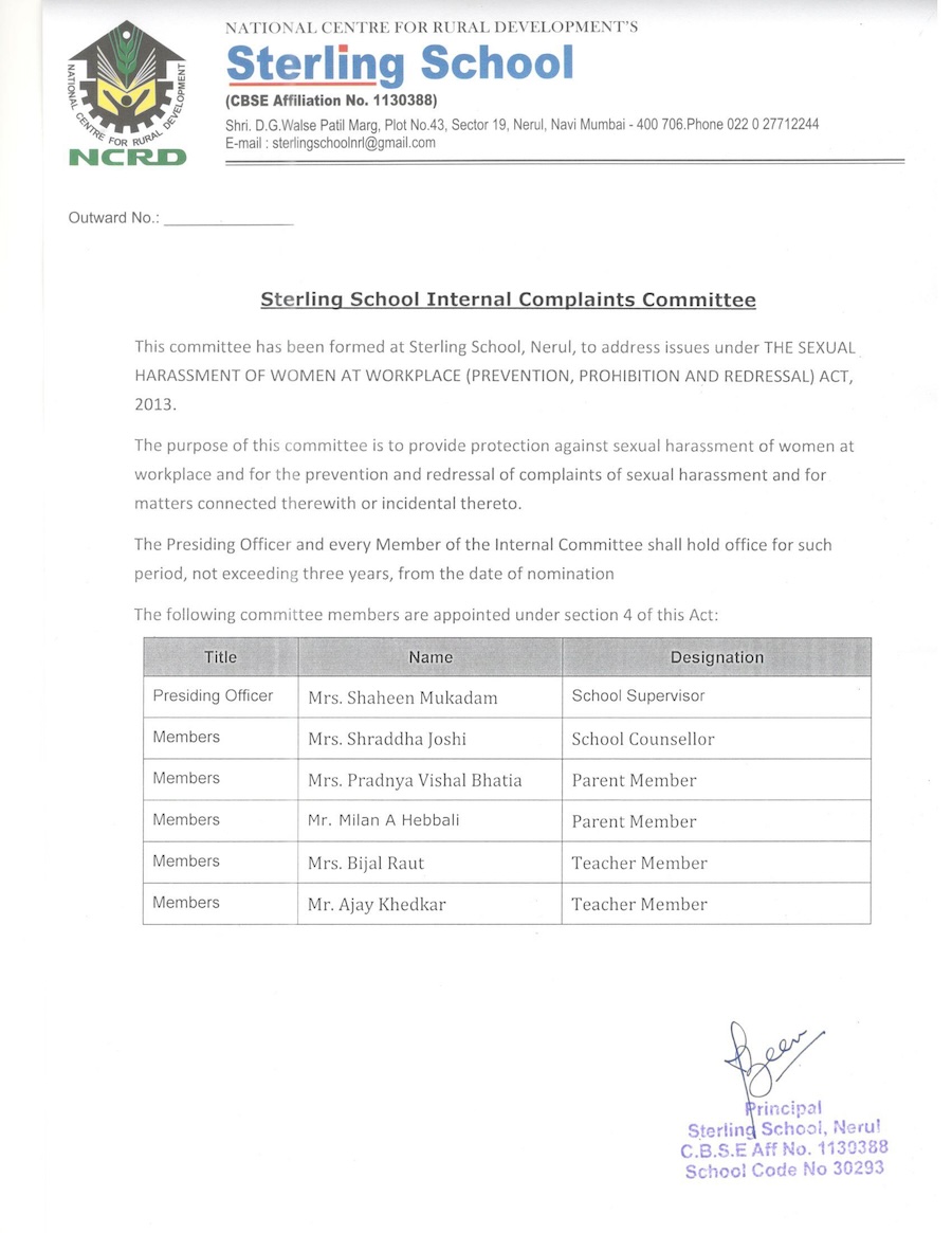 Sterling School Nerul Internal Complaint Committee